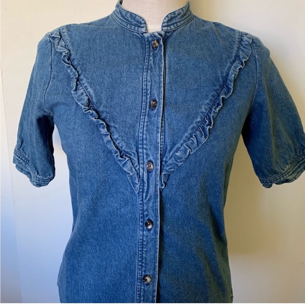 A.P.C. Ruffle Denim Shirt xs